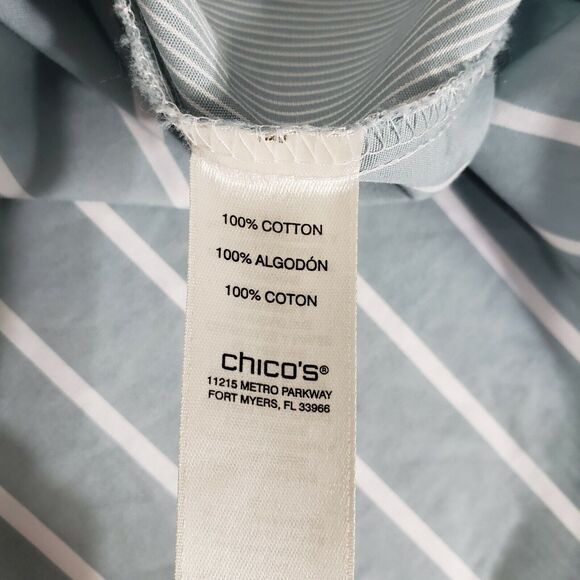 Chico's Womens Shirt Size 3 XL 16 Striped Mix Button-Down Wrinkle Resistant 3/4 - Picture 9 of 11